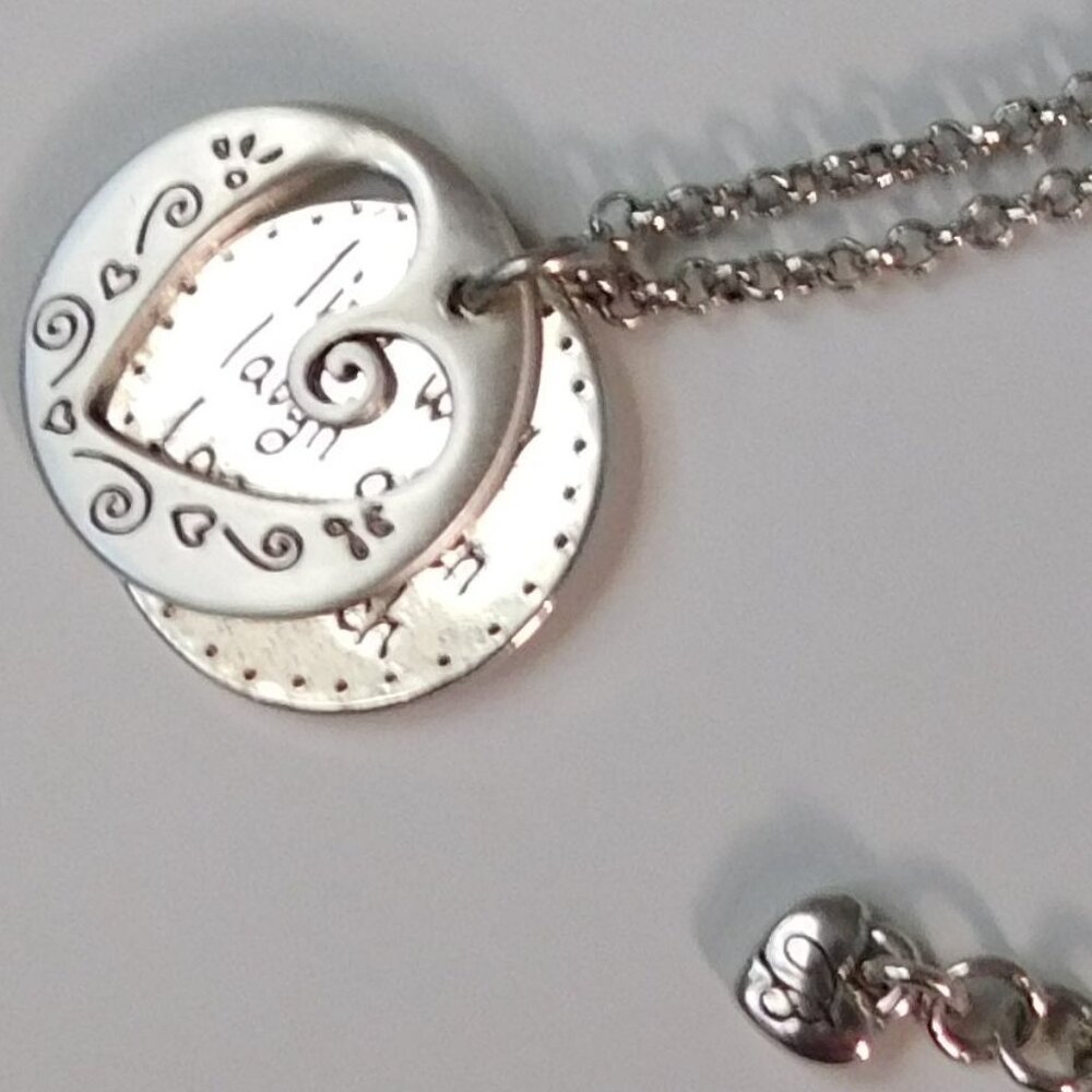 BRIGHTON QUOTE - HEART Live Well Love Laugh Silver Pendant NECKLACE - Picture 3 of 4
